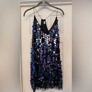 H&M Black and Purple Sequin Mini Dress
